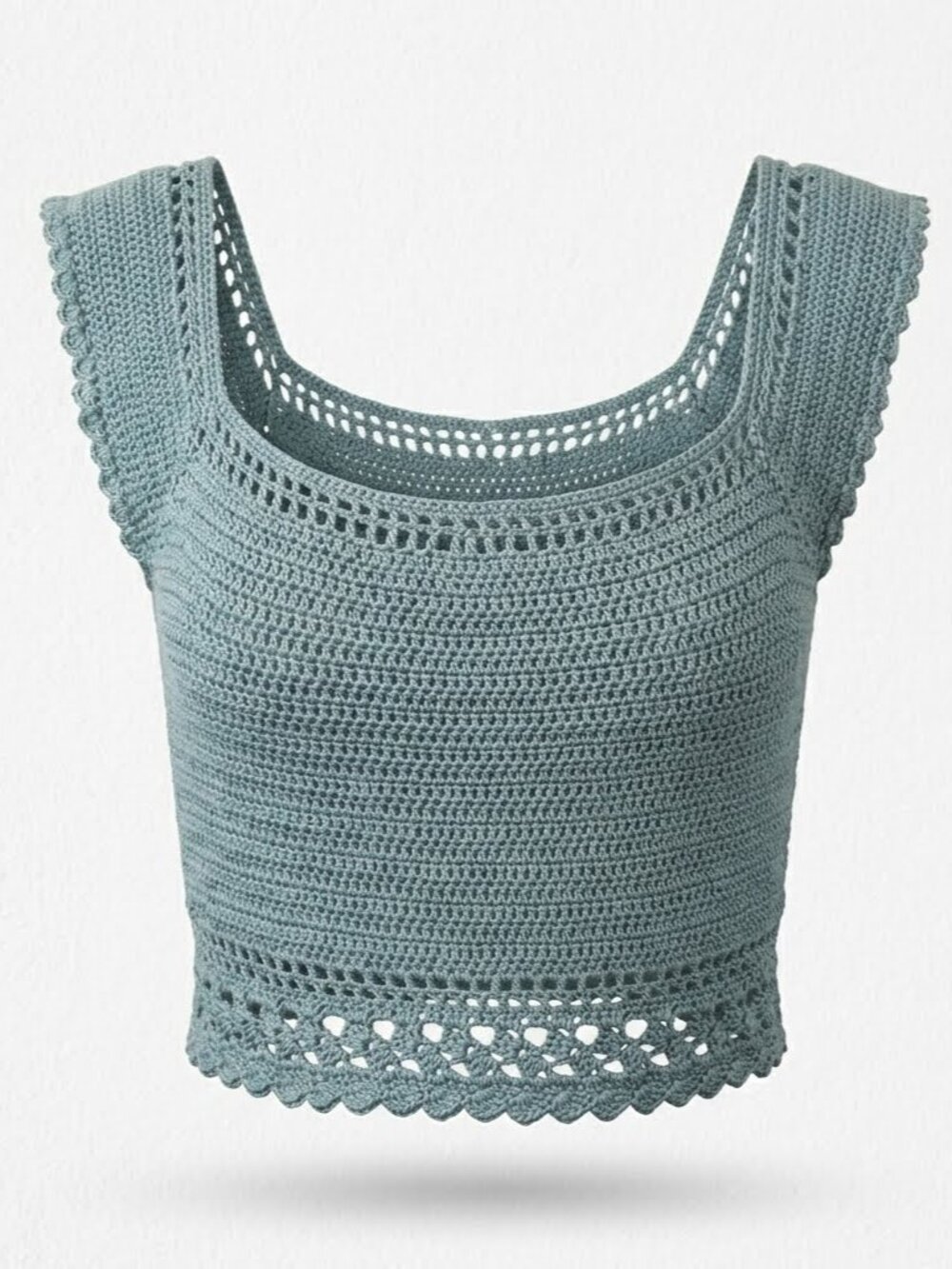 Altar’d State Teal Crochet Boho Festival Crop Tank Sleeveless Top 3446